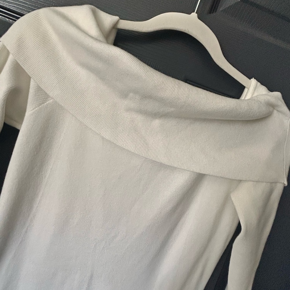 Off-Shoulder Cream Women's Sweater Dress